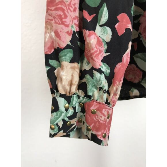 Lovers + Friends Top Blouse Pullover Floral Studded - Picture 7 of 10